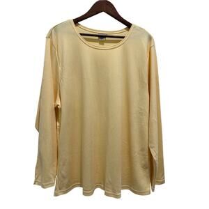 L.L.Bean Yellow Long Sleeve Cotton Blend Top Size 3X Closet Staple